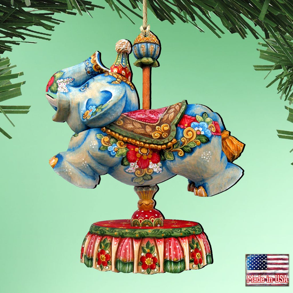 Carousel Elephant Wooden Ornaments by G. DeBrekht - Carousel Holiday Decor - 8114043