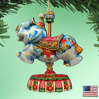Carousel Elephant Wooden Ornaments by G. DeBrekht - Carousel Holiday Decor - 8114043