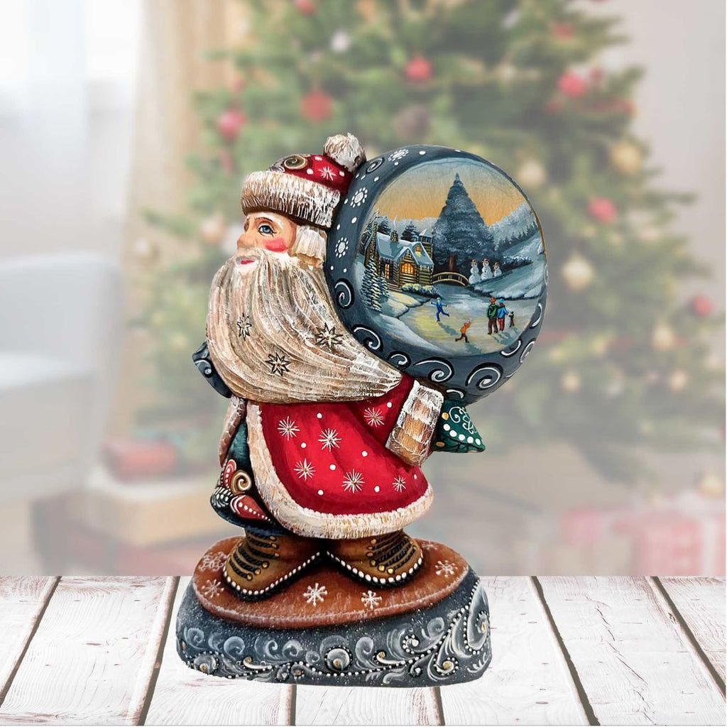 Father Frost's Ice Rink Sack Santa Hand-Painted WOODCARVED Masterpiece by G. DeBrekht - Christmas Decor - 8204012 *** PRE-ORDER - Handmade Just for You! ***
