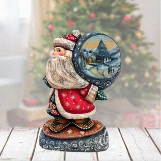 Father Frost's Ice Rink Sack Santa Hand-Painted WOODCARVED Masterpiece by G. DeBrekht - Christmas Decor - 8204012 *** PRE-ORDER - Handmade Just for You! ***