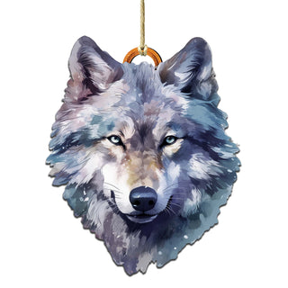 Alaskan Wolf Face Wooden Ornaments by G.Debrekht - Wildlife Holiday Decor - 8710125-1