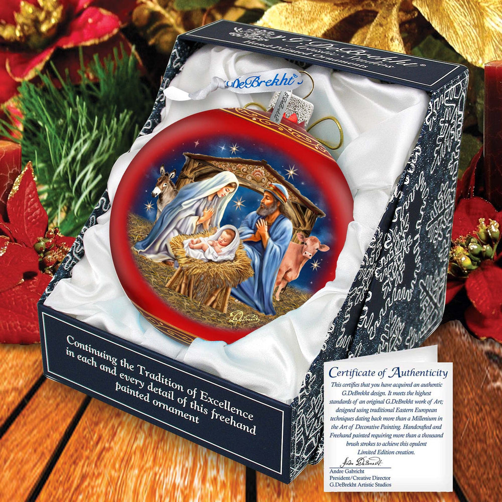 From Stable to Savior Lg Glass Ornament by G.Debrekht - Nativity Holiday Decor - 73956