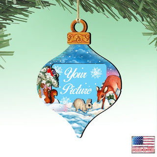 Forest Friends Christmas Picture Frame Ornaments - Ornament for Photo - Christmas Santa Snowman Decor - 8112182-4PF