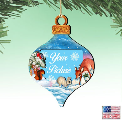 Forest Friends Christmas Picture Frame Ornaments - Ornament for Photo - Christmas Santa Snowman Decor - 8112182-4PF