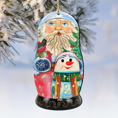 Santa Nesting Doll Wooden Ornaments by G. DeBrekht - Christmas Santa Snowman Decor - 8115142