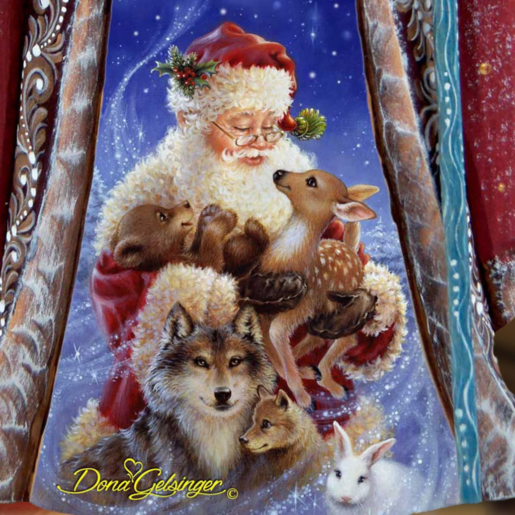 Santa Little Friends Hand-Painted WOODCARVED Figurine by D. Gelsinger - Christmas Decor - 242110-9914