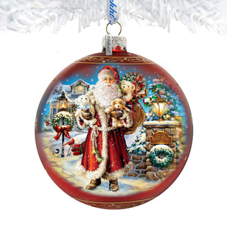 Silent Night Santa Glass Ornament Limited Edition by D. Gelsinger - Christmas Santa Snowman Decor - 73891-1315