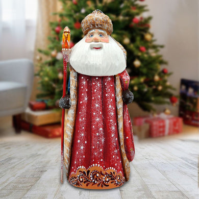 Santa Twinkle Yuletide Red Hand-Painted WOODCARVED Masterpiece by G. DeBrekht - Christmas Decor - 821612