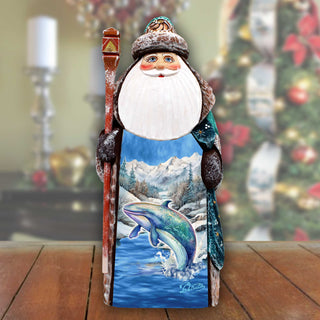 Whale's Melody Santa Hand-Painted WOODCARVED Masterpiece Figurine by G. DeBrekht - Christmas Decor - 8201019