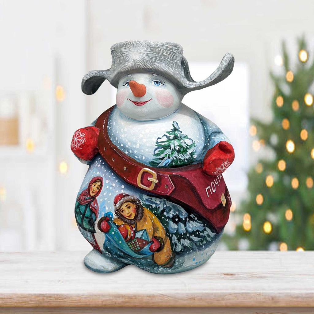 Christmas Santa Snowman Decor Hand-Painted WOODCARVED Masterpiece by G. DeBrekht - Christmas Santa Snowman Decor - 82158958