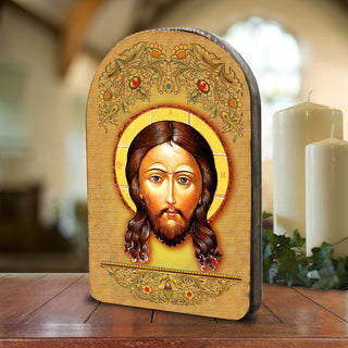 The Holy Face Wooden Gold Plated Religious Christian Sacred Icon - Inspirational Icon Decor - 86018