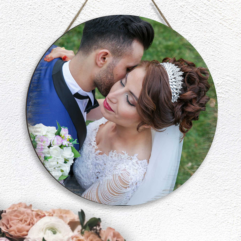 Personalized Gift Circle Photo - Custom Portrait on Wood