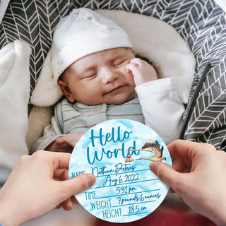Hello World New Baby Sign - Birth Announcement - Birth Stats Sign - New Mom Gift 961047