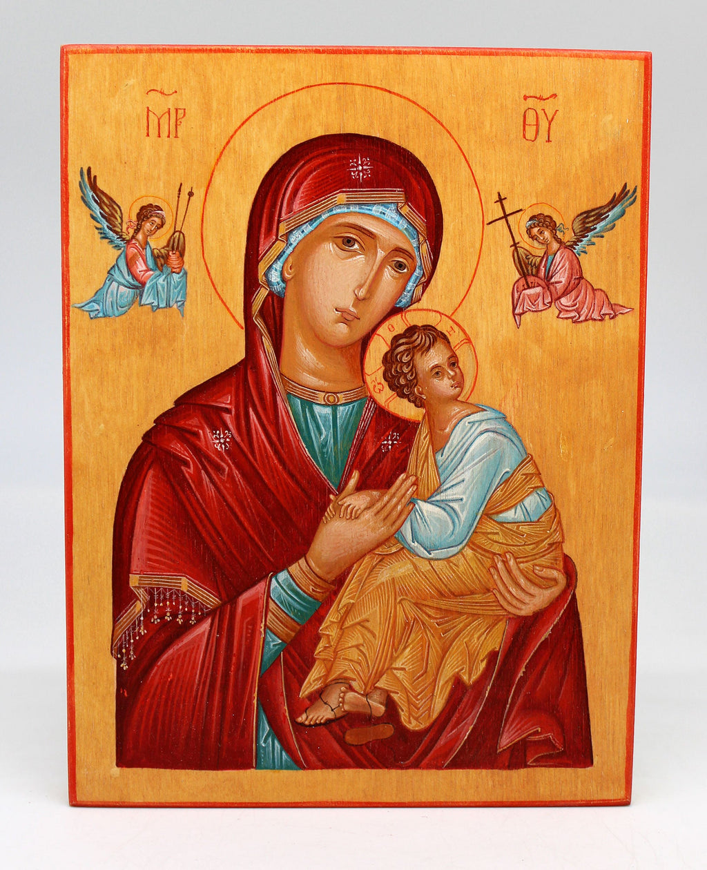 Virgin Mary Directress - Original One-of-a-Kind Orthodox Icon Handpainted on Wood 8 x 5.5