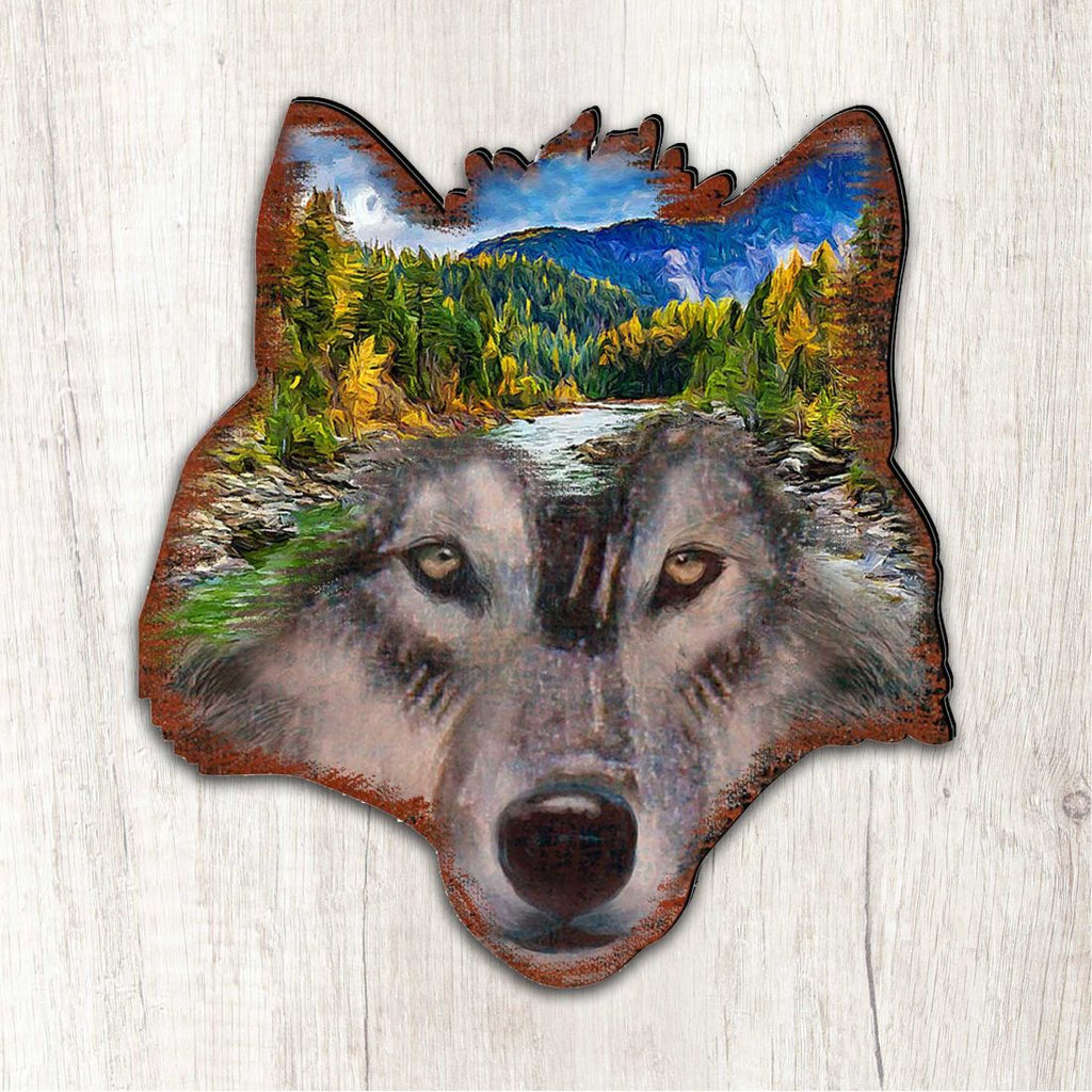 Wolf Face Wildlife Outdoor Decor Large Ornament by G. DeBrekht - Wildlife Holiday Decor - 8198227-4M