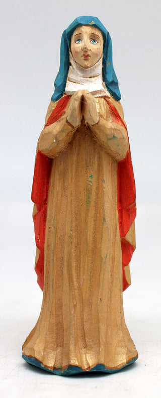One-of-a-Kind of Women WOODCARVED Handpainted Figurine 1.75 X 1.75 X 5