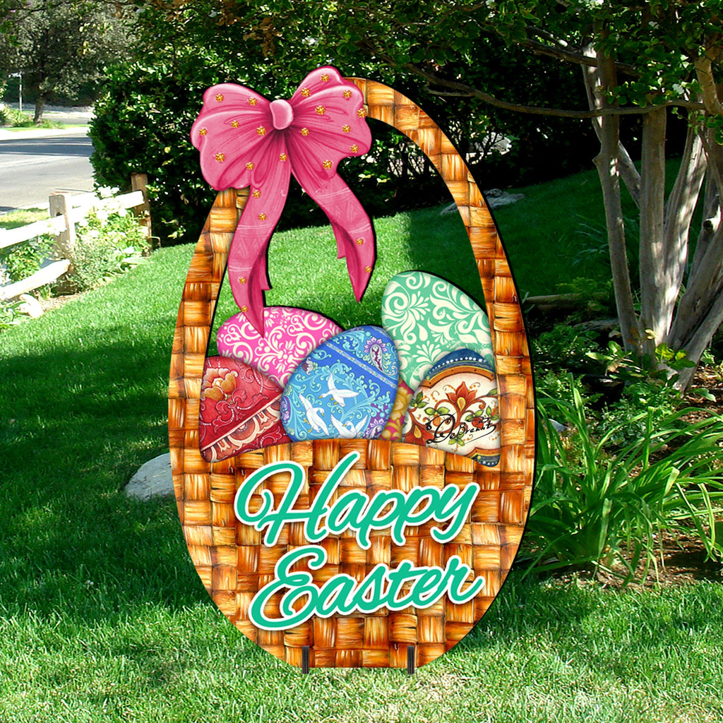 Easter Basket Outdoor Scene by G. DeBrekht - Easter Spring Decor - 8185309F