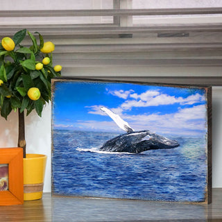 Whale Wood Wooden Coastal Wall Art by Nature Wonders - Coastal Sea-Life Decor - 95257B