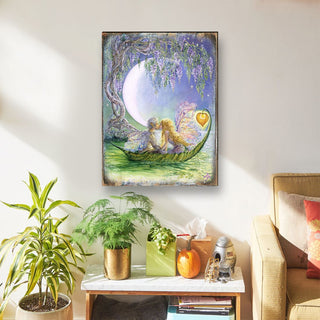 Wisteria Moon Fantasy Wooden Wall Art by Josephine Wall - Fantasy Decor - 852141-JW