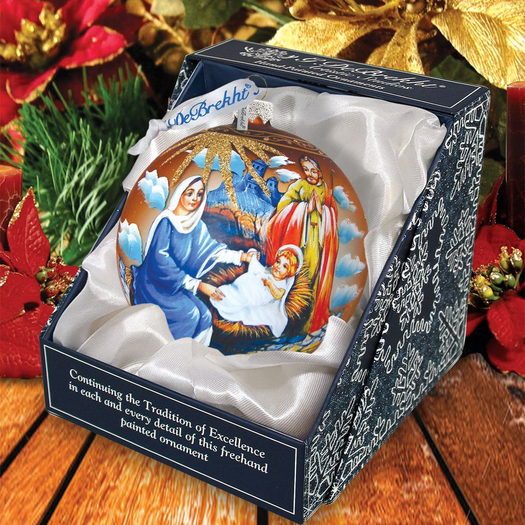 Holy Family Ball Glass Ornament by G. DeBrekht - Nativity Holiday Decor - 73552