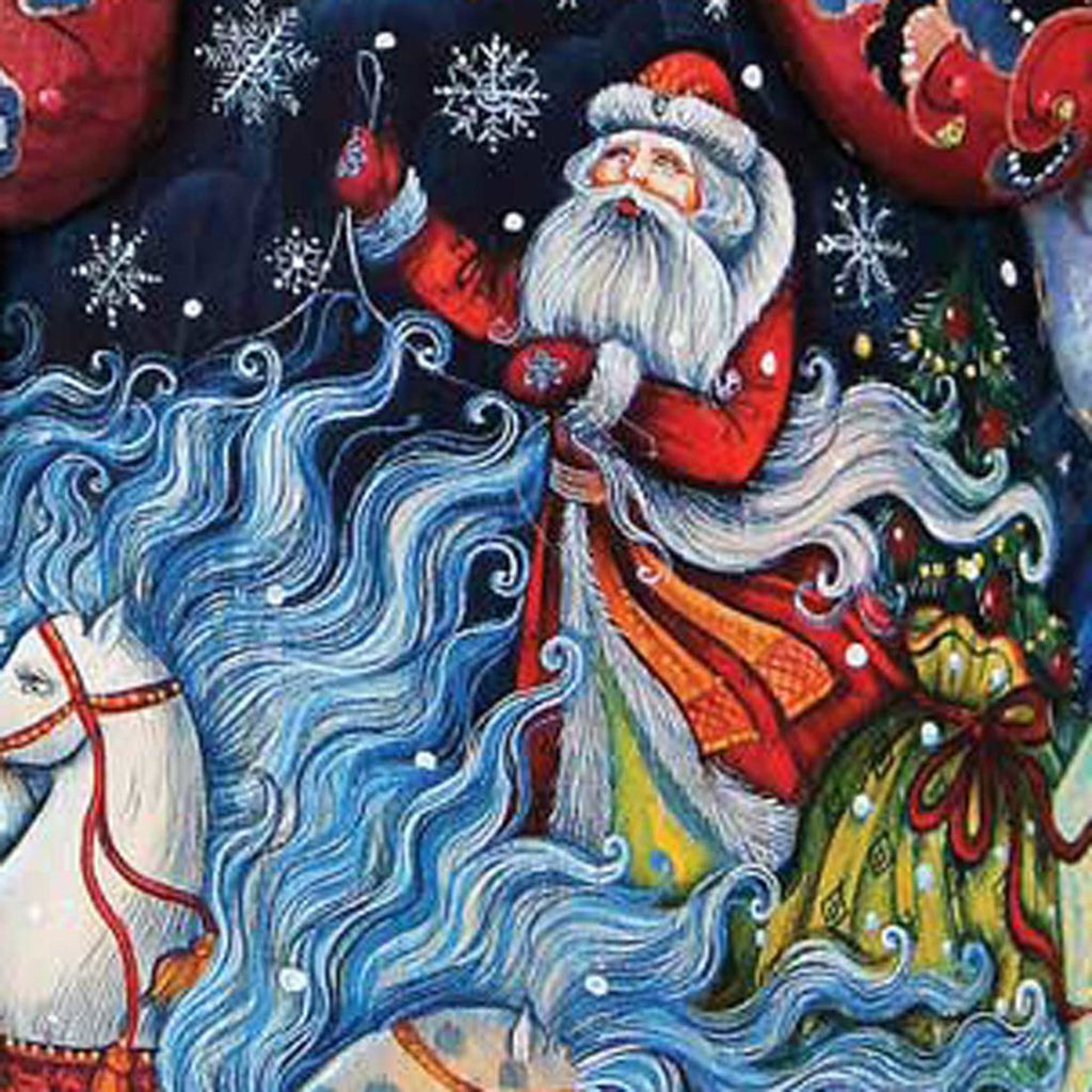 Winter Sleigh Ride Santa Hand-Painted WOODCARVED Masterpiece by G. DeBrekht - Christmas Decor - 215630 *** PRE-ORDER - Handmade Just for You! ***