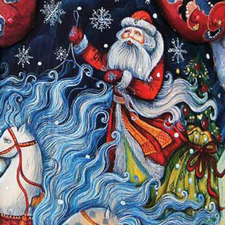 Winter Sleigh Ride Santa Hand-Painted WOODCARVED Masterpiece by G. DeBrekht - Christmas Decor - 215630 *** PRE-ORDER - Handmade Just for You! ***