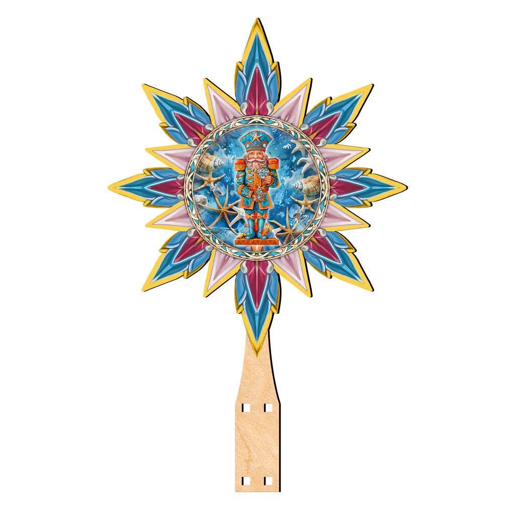 Coastal Nutcracker Tree Topper Wooden Decor by G. Debrekht - Coastal Holiday Decor - 895113