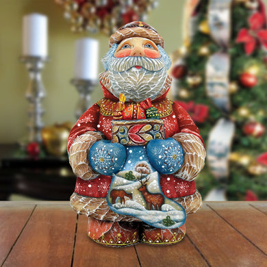 Treasures Keeper Santa - Christmas Figurine by G. Debrekht Reserve - Unique Handpainted Christmas Santa Claus Handmade in the USA - 518212
