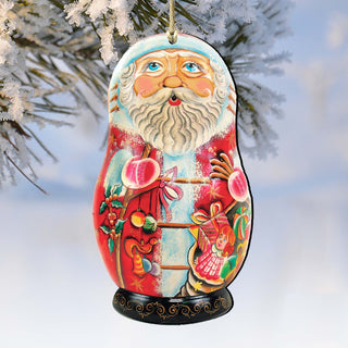 Gift Santa Nesting Doll Wooden Ornaments by G. DeBrekht - Christmas Santa Snowman Decor - 8110712