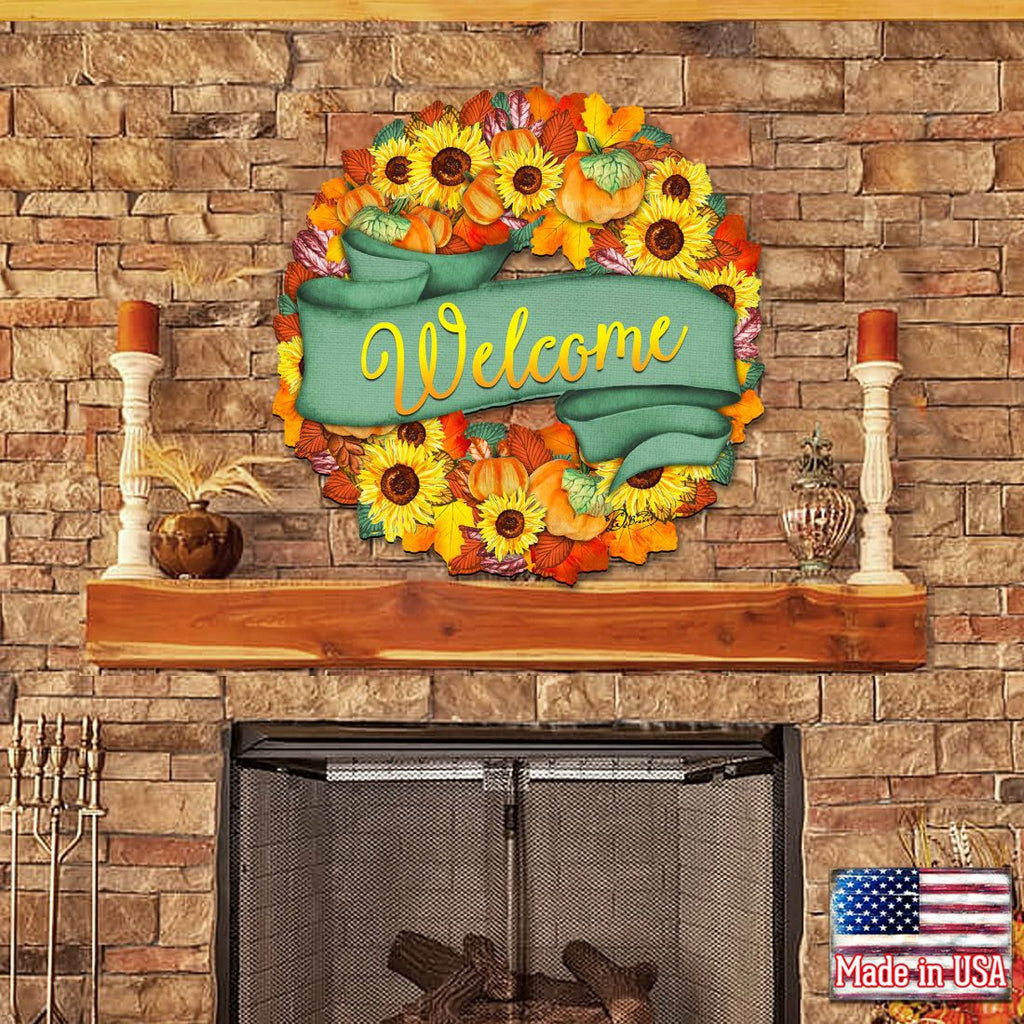 Flower Fall Holiday Door Wreath by G. DeBrekht - Thanksgiving Halloween Decor - 8185305-2H