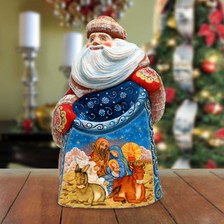 Nativity Holy Family Santa Hand-Painted WOODCARVED Masterpiece Figurine by G. DeBrekht - Nativity Holiday Decor - 8203015 *** PRE-ORDER - Handmade Just for You! ***