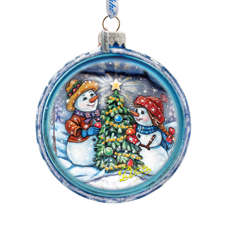 Bright Star Cut Ball Glass Ornament by G. DeBrekht - Christmas Santa Snowman Decor - 764-042