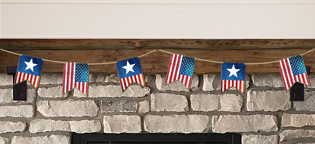 American Patriotic Flag Garland Wall Block - American Patriotic Decor - 8185302-2GR-S6