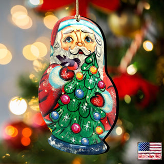 Santa Nesting Doll Wooden Ornaments by G. DeBrekht - Christmas Santa Snowman Decor - 8115060