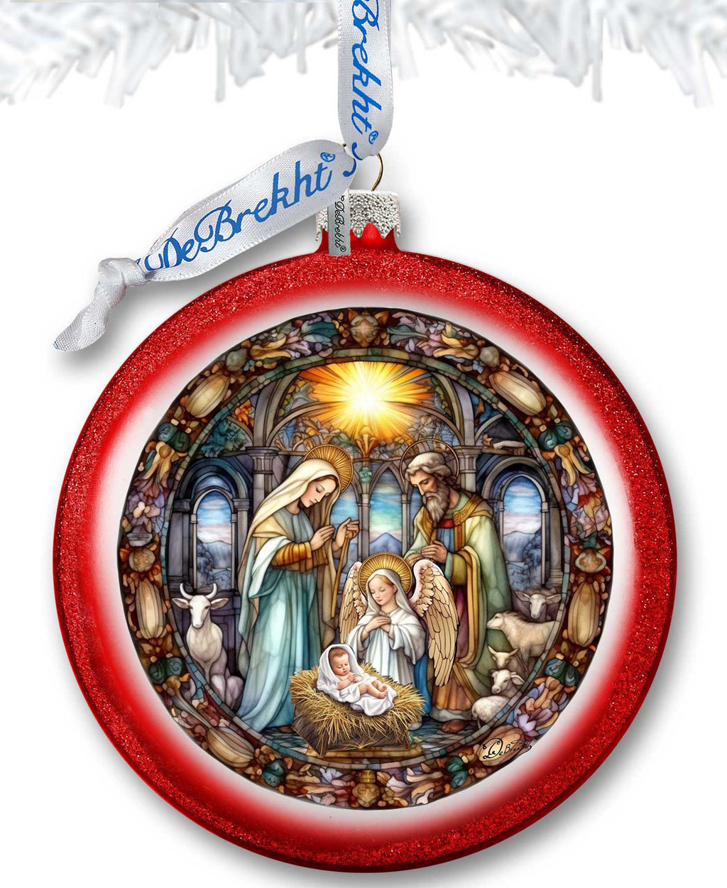 A Guiding Light Nativity Scene Ball Glass Ornament by G. Debrekht - Nativity Holiday Decor - 73566C