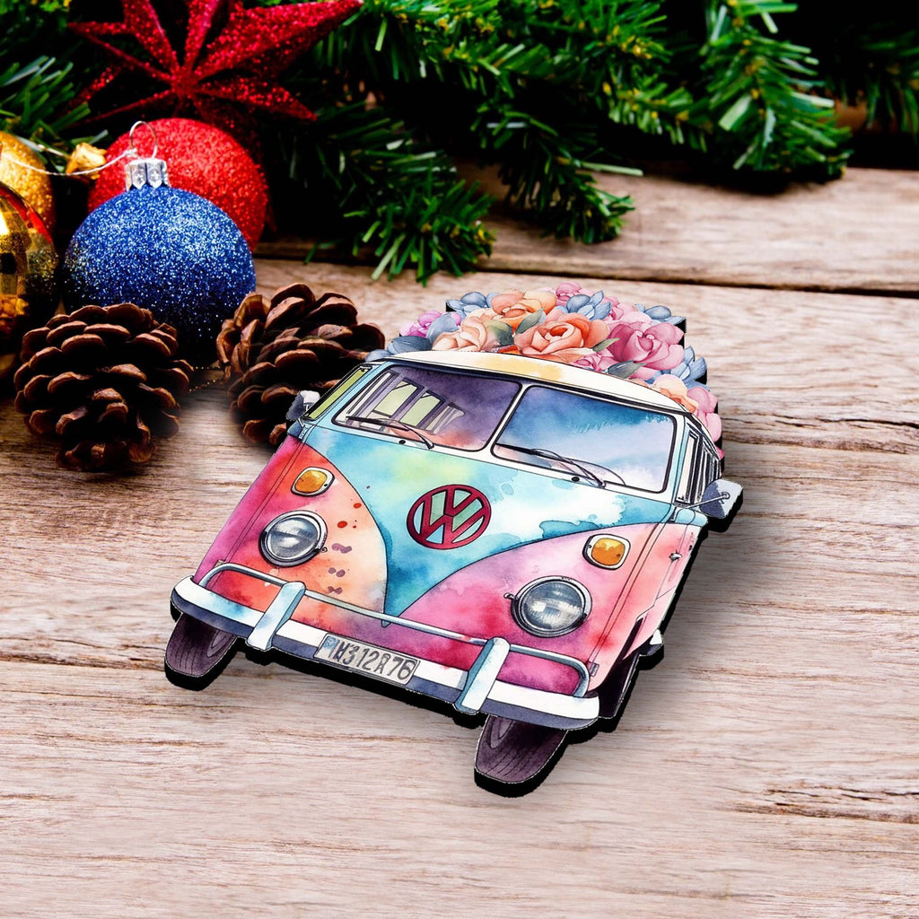 Surf Vans Clip-On Eco Wood Decorative Ornaments Set of 3 by G. Debrekht - Christmas Decor - 8091040C-S3