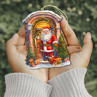 Knocking the Door Santa Wooden Ornaments by G. Debrekht Christmas Santa Snowman Decor - 8611044