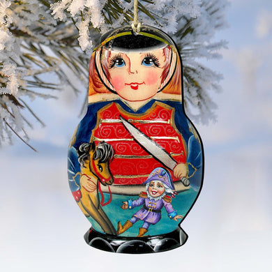 Nutcracker Nesting Doll Wooden Ornaments by G. DeBrekht - Christmas Decor - 8115151
