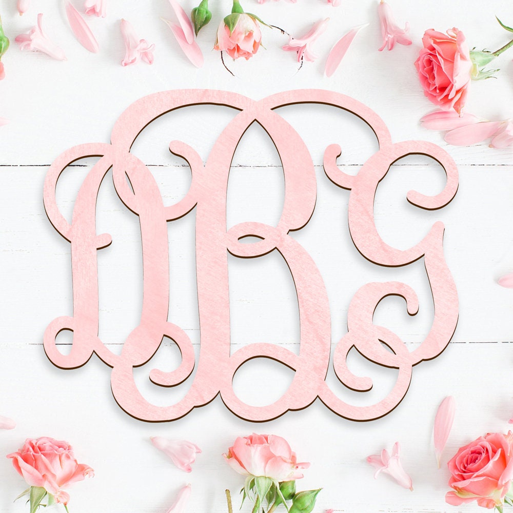Small VINE WOODEN MONOGRAM Letters Unpainted - Monogram Craft - Valentines gift - Wedding Decor - Dorm decor