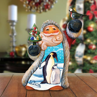 Penguin Love Tiny Tale Santa Handcrafted Christmas Figurine - G. DeBrekht - Christmas Santa Snowman Decor - 561623
