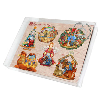 Nativity Decorative Eco Wood Magnets Set of 6 by G. Debrekht - Nativity Holiday Decor - 8090133G-S6