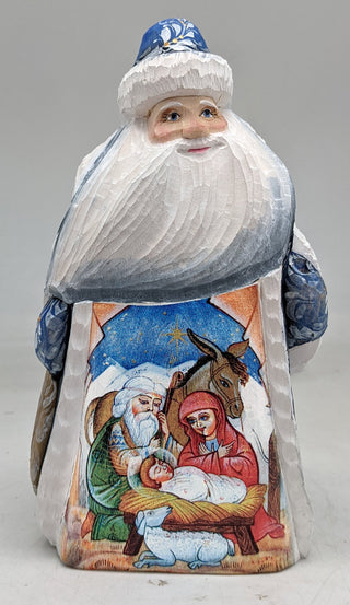 The Birth of the Mediator Santa Hand-Painted WOODCARVED Figurine by G. DeBrekht - Nativity Holiday Decor - 8209013