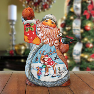 Coming Along Tiny Tale Santa Christmas Figurine by G. DeBrekht - Christmas Santa Snowman Decor - 561637