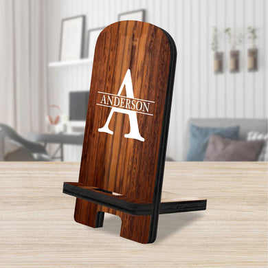 Family Name Personalized Cell Phone Stand Custom Monogram Wood Stand Mobile Tablet Holder Charging Station Organizer - 892010P