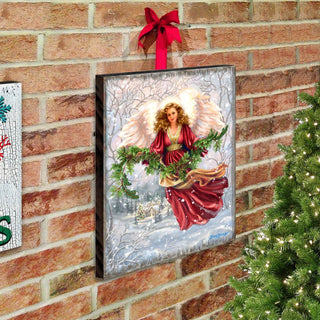 Snowfall Angel Art Wooden Wall Art by D. Gelsinger - Nativity Holiday Decor - 95681B-DG