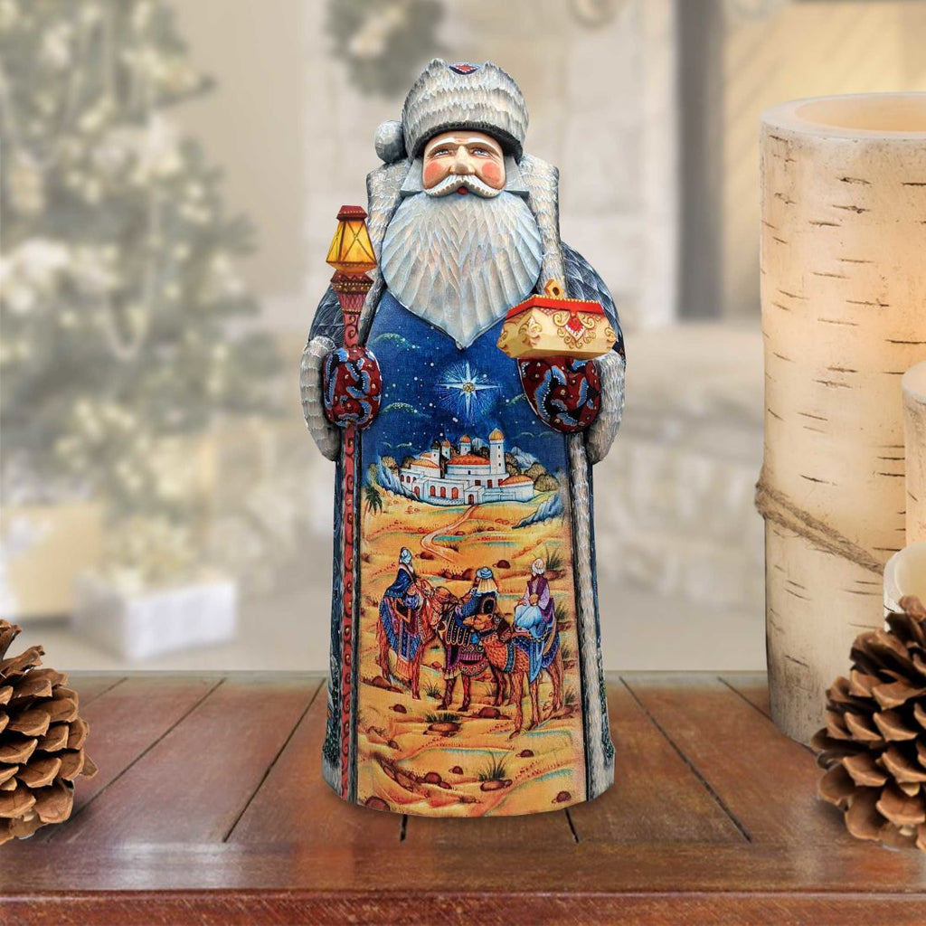 Flight into Egypt Three Kings Santa Hand-Painted WOODCARVED Masterpiece by G. DeBrekht - Nativity Holiday Decor - 215621