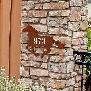 Horse Stable Wooden Personalized House Number Sign - Nature Wildlife Decor - Handcrafted Wooden Handcrafted Wooden Address Sign - MA98154