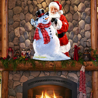 Building a Snowman Santa Door Decor by D. Gelsinger - Christmas Santa Snowman Decor - 8461053H-1627