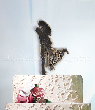 Wedding Cake Topper - Wedding Cake Topper - Mr. & Mrs. Silhouette Wooden Cake Decoration - Rustic Wedding Cake topper 94316