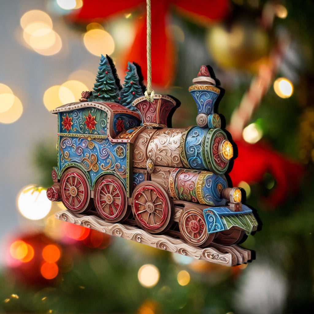 Christmas Train Wooden Ornaments by G. Debrekht - Christmas Decor - 8100198-2
